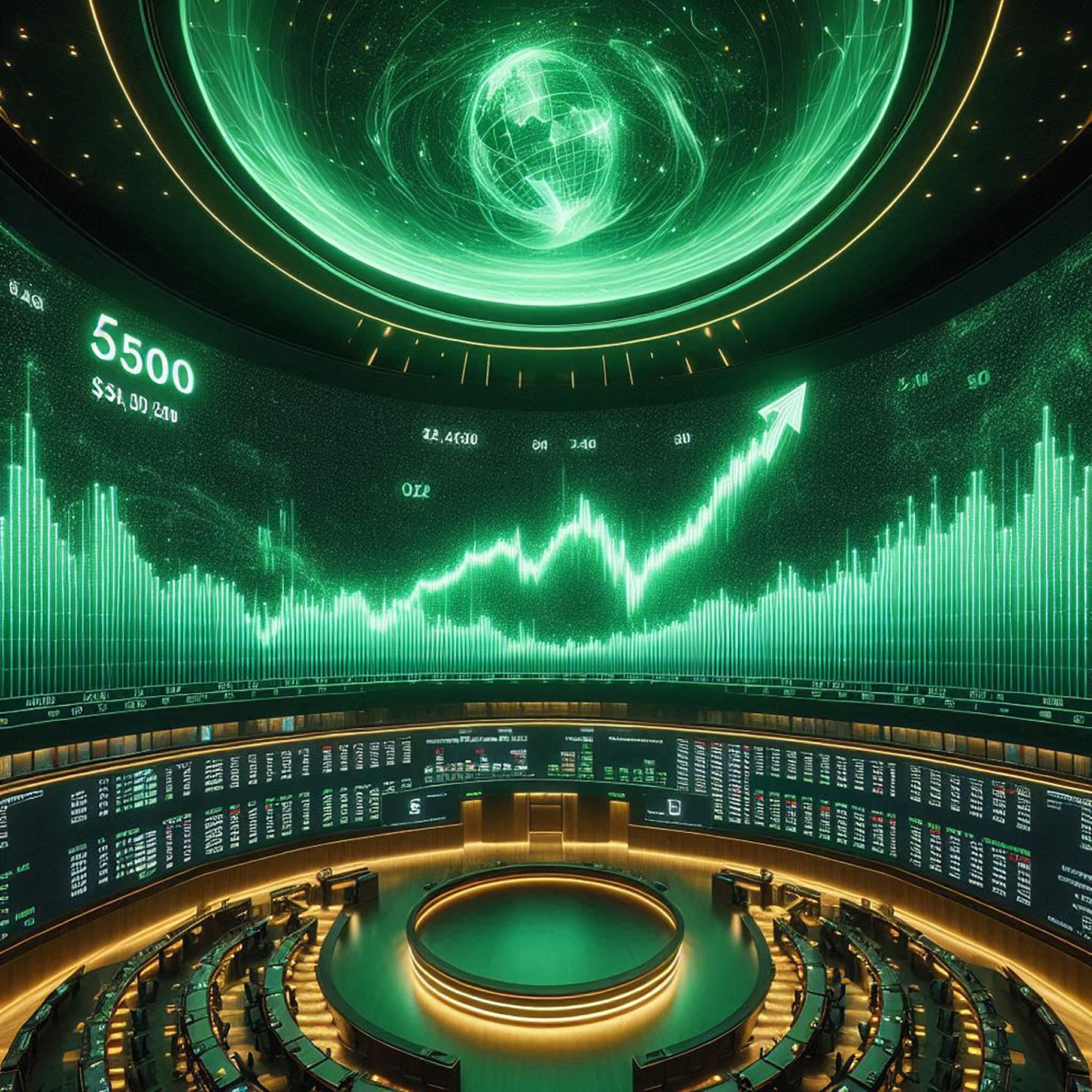 The Market Ocean — 10 live assets composing into one trading wave through a holographic portal